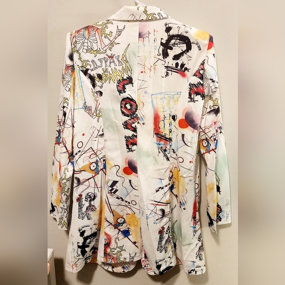 NWOT Shein long sleeve single button Halloween graffiti blazer size medium - Picture 2 of 13